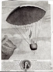 De eerste parachutesprong door Andre Jacques Garnerin (1770-1823) boven Parc Monceau, 22 oktober 1797